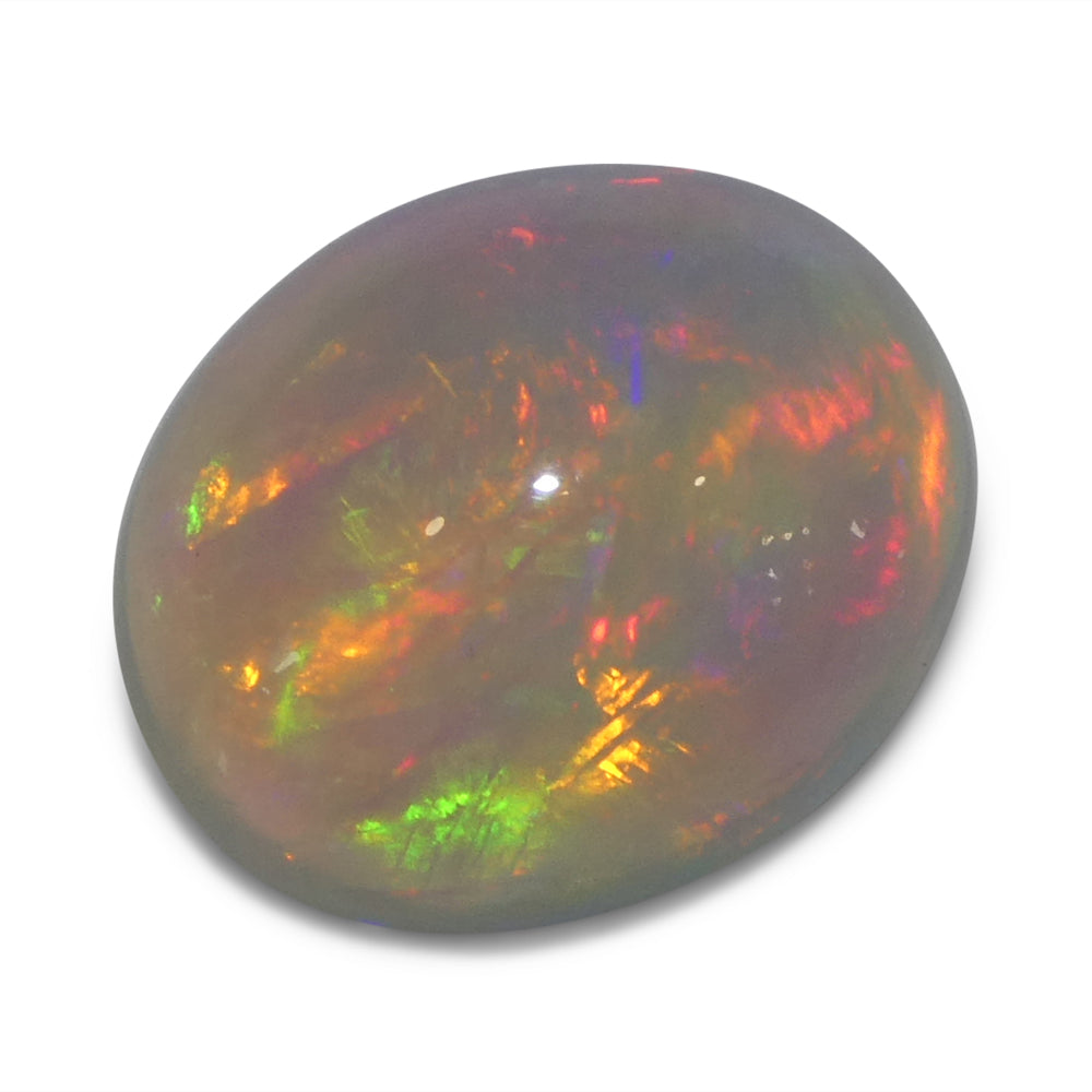 3.24ct Oval Cabochon White Crystal Opal from Ethiopia - Skyjems Wholesale Gemstones