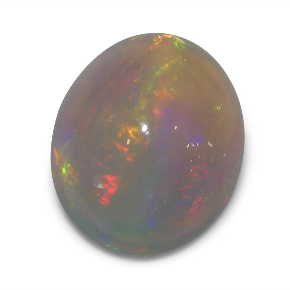 3.24ct Oval Cabochon White Crystal Opal from Ethiopia - Skyjems Wholesale Gemstones