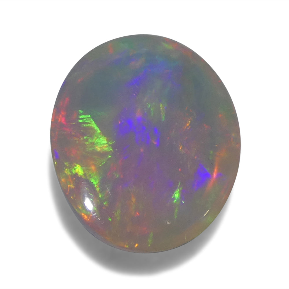 3.24ct Oval Cabochon White Crystal Opal from Ethiopia - Skyjems Wholesale Gemstones