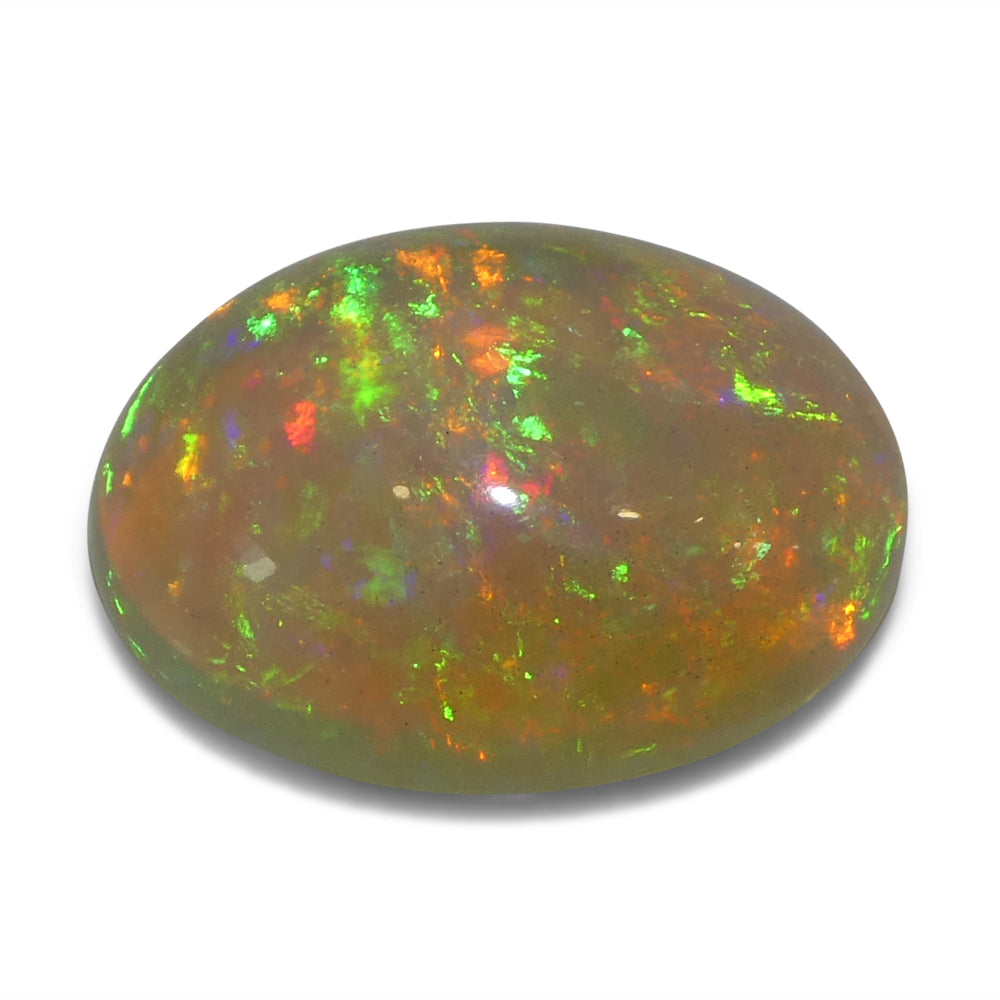 4.13ct White Crystal Opal from Ethiopia, oval cabochon gemstone with play of color, premium SkyJems rare gem collection