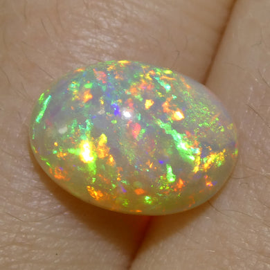 4.13ct Oval Cabochon White Crystal Opal from Ethiopia - Skyjems Wholesale Gemstones