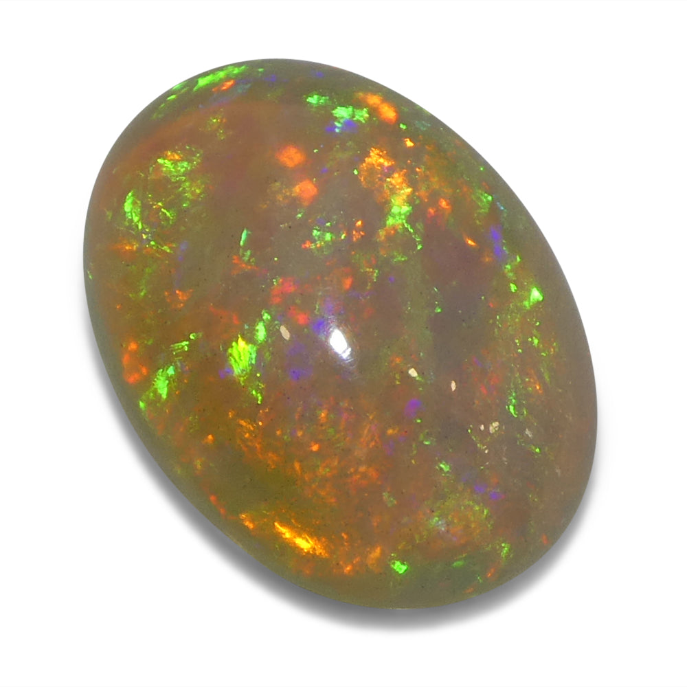 4.13ct Oval Cabochon White Crystal Opal from Ethiopia - Skyjems Wholesale Gemstones