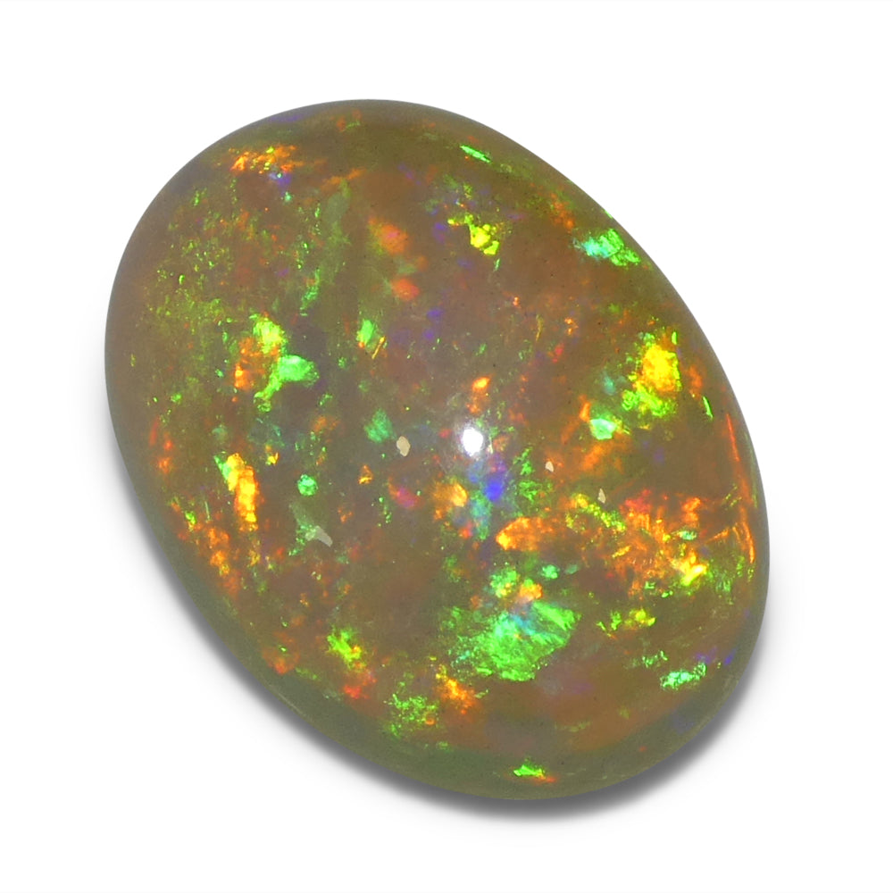 4.13ct Oval Cabochon White Crystal Opal from Ethiopia - Skyjems Wholesale Gemstones