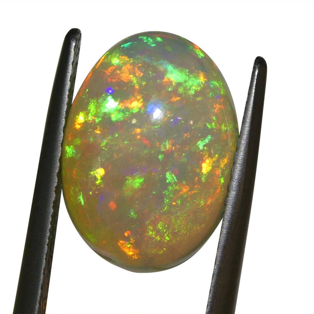 4.13ct Oval Cabochon White Crystal Opal from Ethiopia - Skyjems Wholesale Gemstones