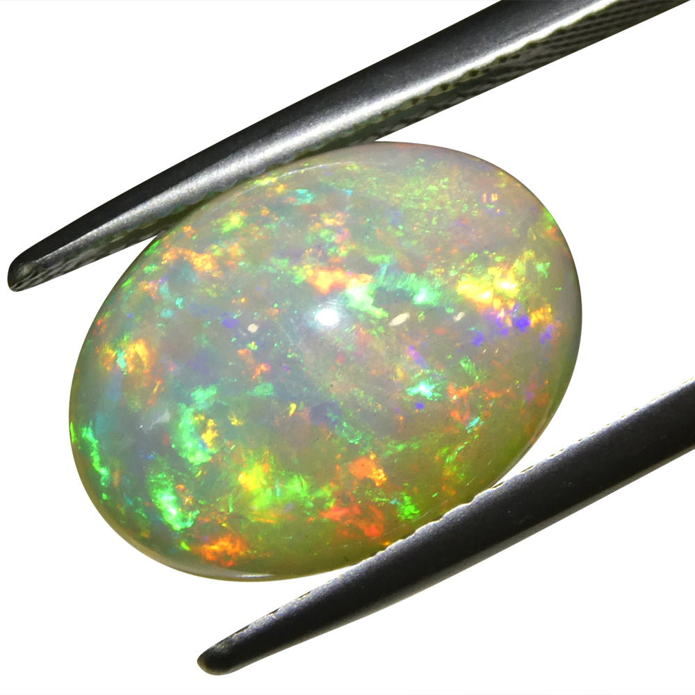 4.13ct Oval Cabochon White Crystal Opal from Ethiopia - Skyjems Wholesale Gemstones