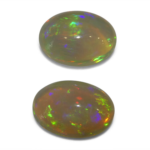 7.89ct Pair Oval Cabochon White Crystal Opal from Ethiopia