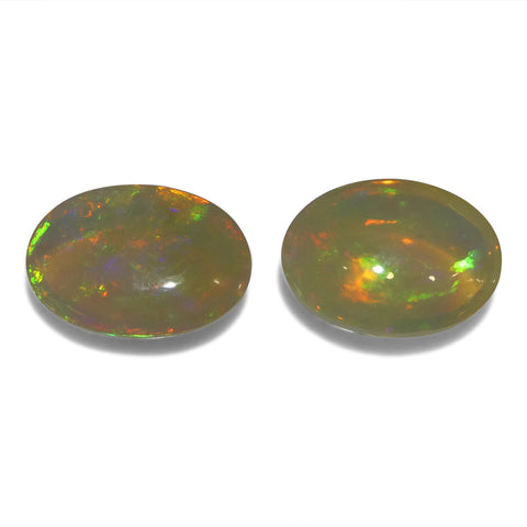 7.89ct Pair Oval Cabochon White Crystal Opal from Ethiopia