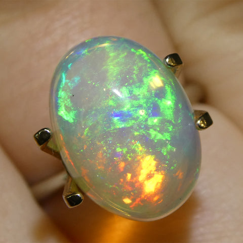 3.45ct Oval Cabochon White Crystal Opal from Ethiopia