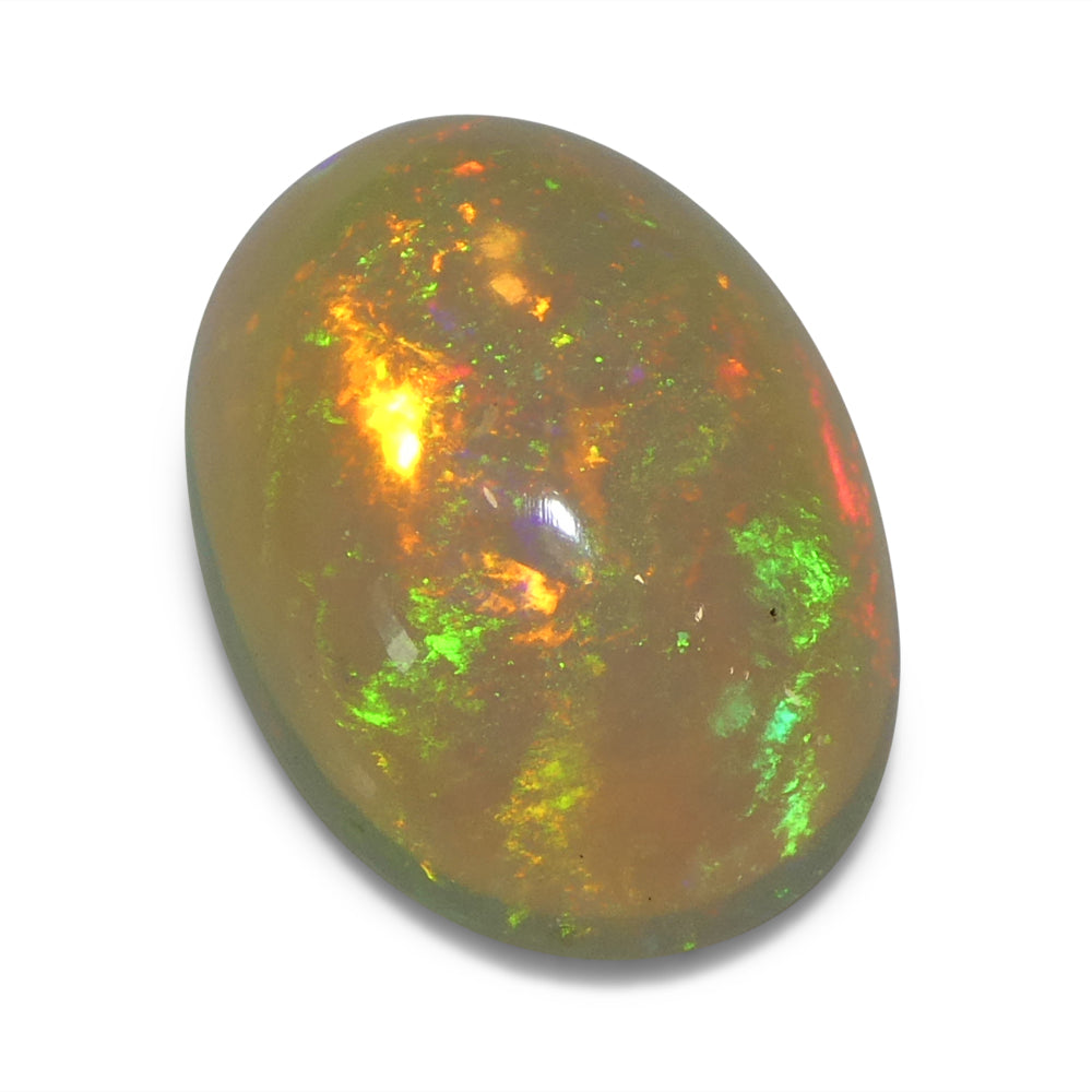 3.45ct Oval Cabochon White Crystal Opal from Ethiopia - Skyjems Wholesale Gemstones