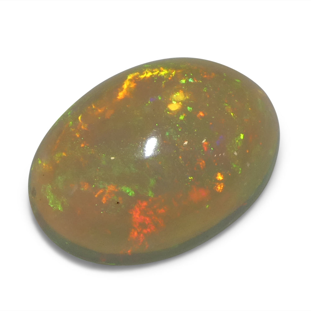 3.45ct Oval Cabochon White Crystal Opal from Ethiopia - Skyjems Wholesale Gemstones