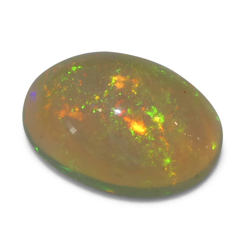 3.45ct Oval Cabochon White Crystal Opal from Ethiopia - Skyjems Wholesale Gemstones