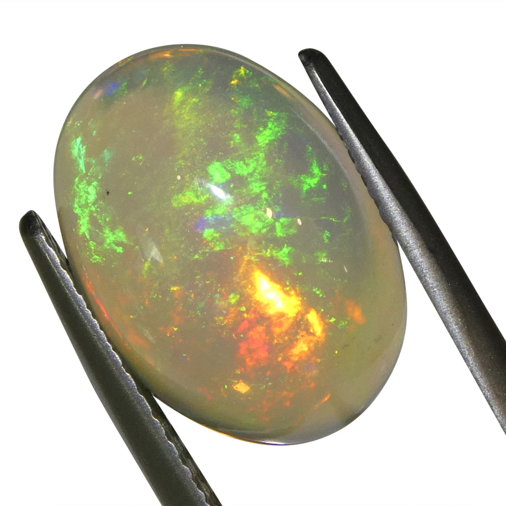 3.45ct Oval Cabochon White Crystal Opal from Ethiopia - Skyjems Wholesale Gemstones