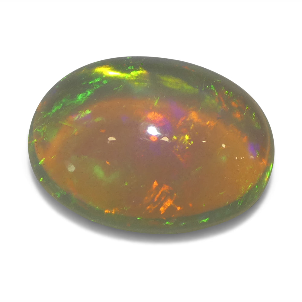 4.29ct Oval Cabochon White Crystal Opal from Ethiopia - Skyjems Wholesale Gemstones