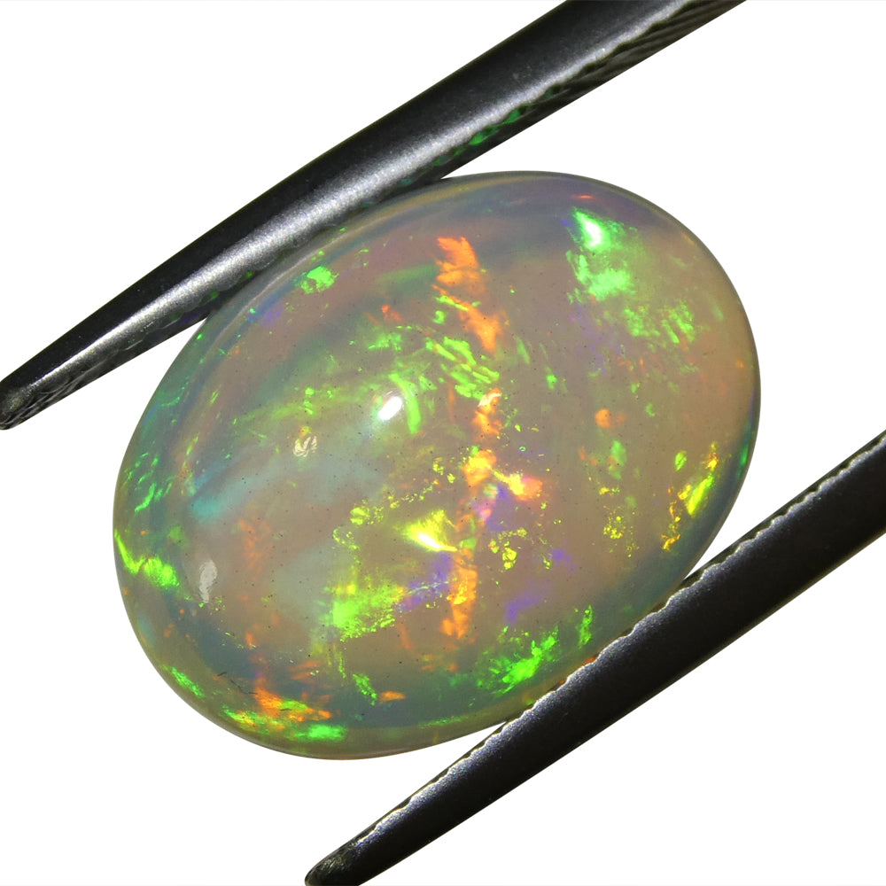 4.29ct Oval Cabochon White Crystal Opal from Ethiopia - Skyjems Wholesale Gemstones