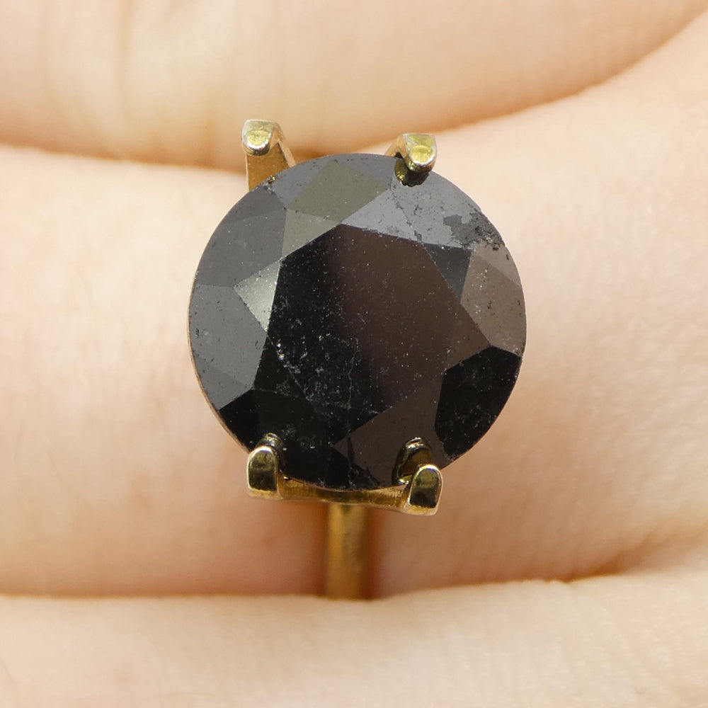 4.85ct Black Round Brilliant Diamond from SkyJems, premium Canadian fancy black single stone in classic round cut