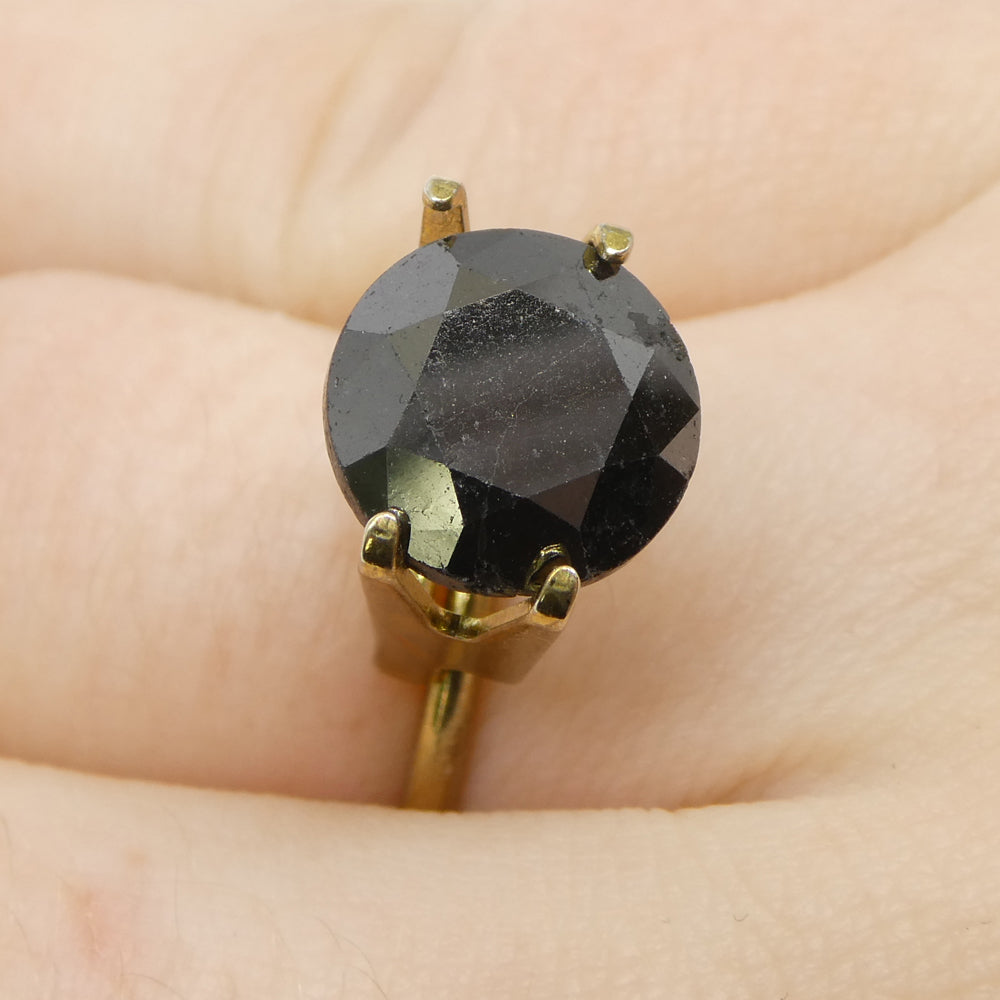 4.85ct Black Round Brilliant Diamond from SkyJems, premium Canadian fancy black single stone with exceptional cut and clarity