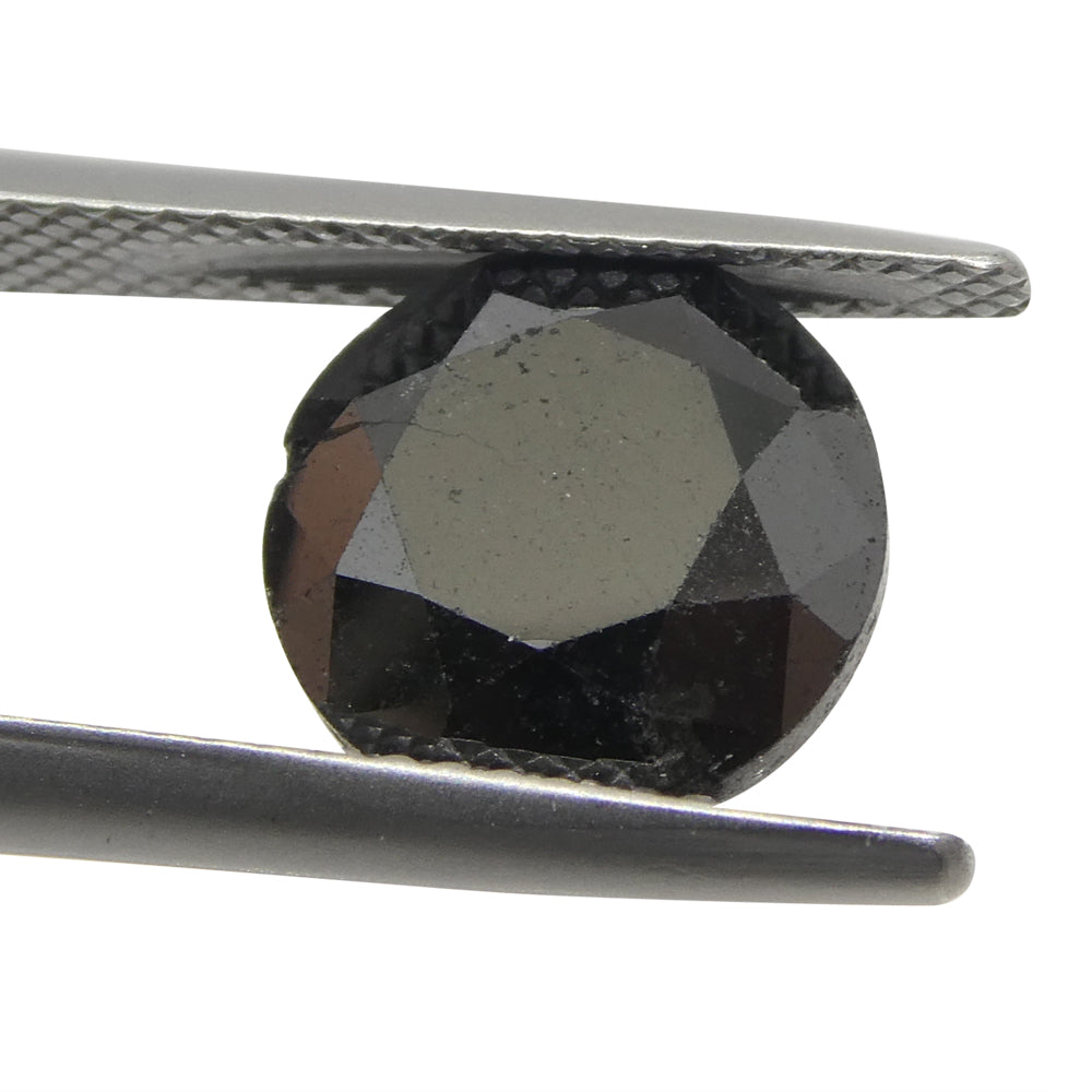 4.85ct Round Brilliant Black Diamond from SkyJems, premium Canadian fancy black single stone with exceptional cut and clarity