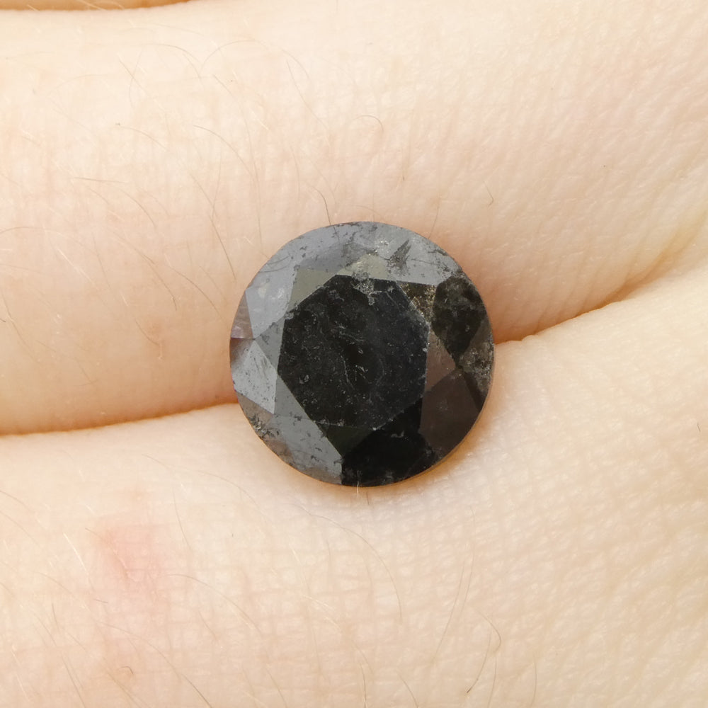 3.77ct Round Brilliant Cut Black Diamond - Skyjems Wholesale Gemstones