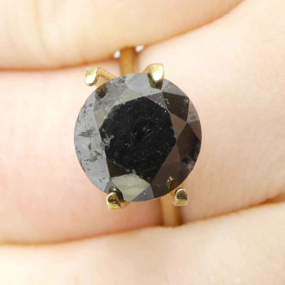 3.77ct Black Round Brilliant Diamond from SkyJems, premium Canadian fancy black single stone with exceptional cut and clarity