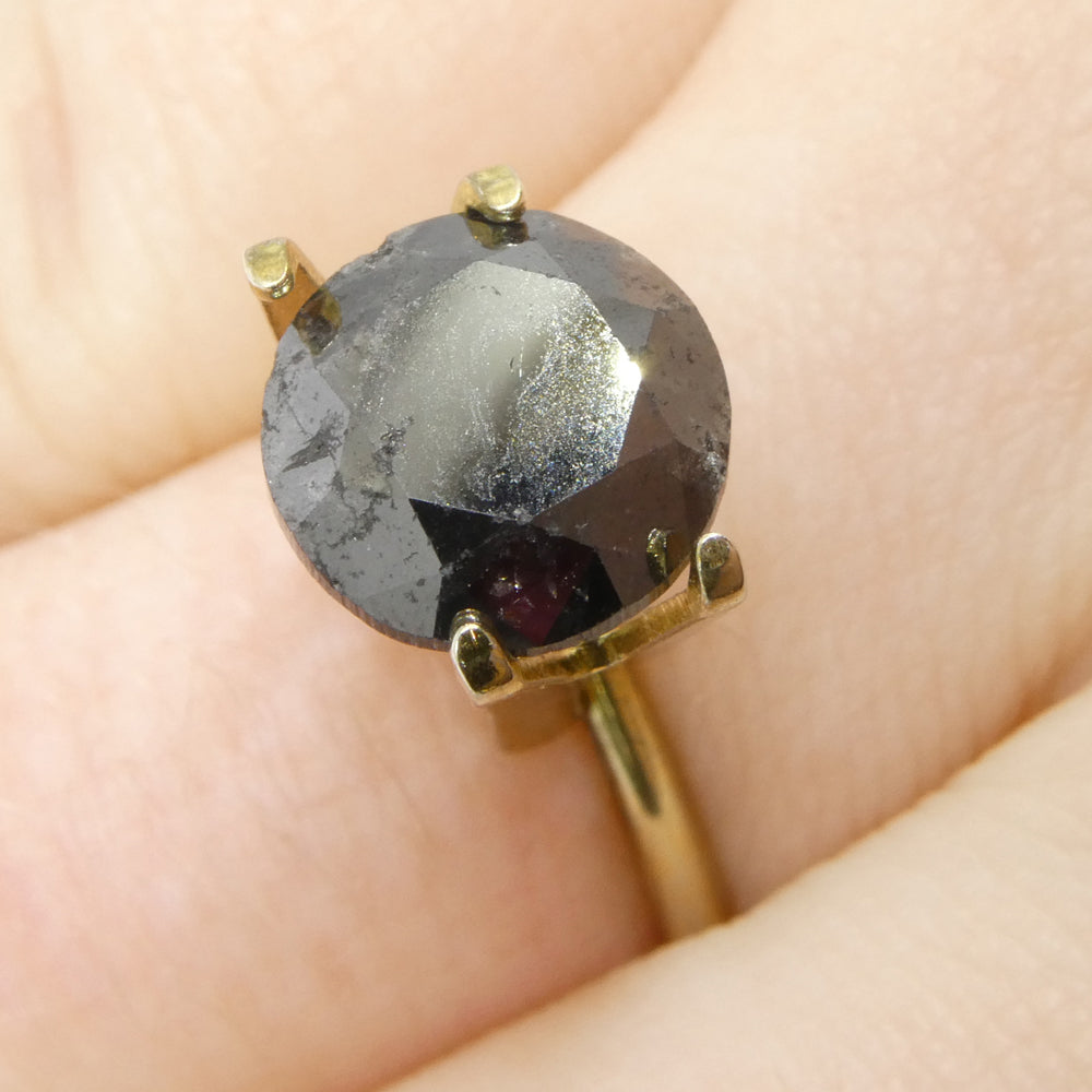 3.77ct Black Round Brilliant Diamond from SkyJems, premium Canadian fancy black single stone for fine jewelry