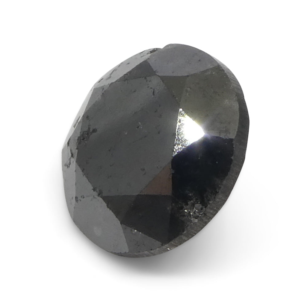 3.77ct Round Brilliant Black Diamond from SkyJems, premium Canadian fancy black diamond single stone, classic cut