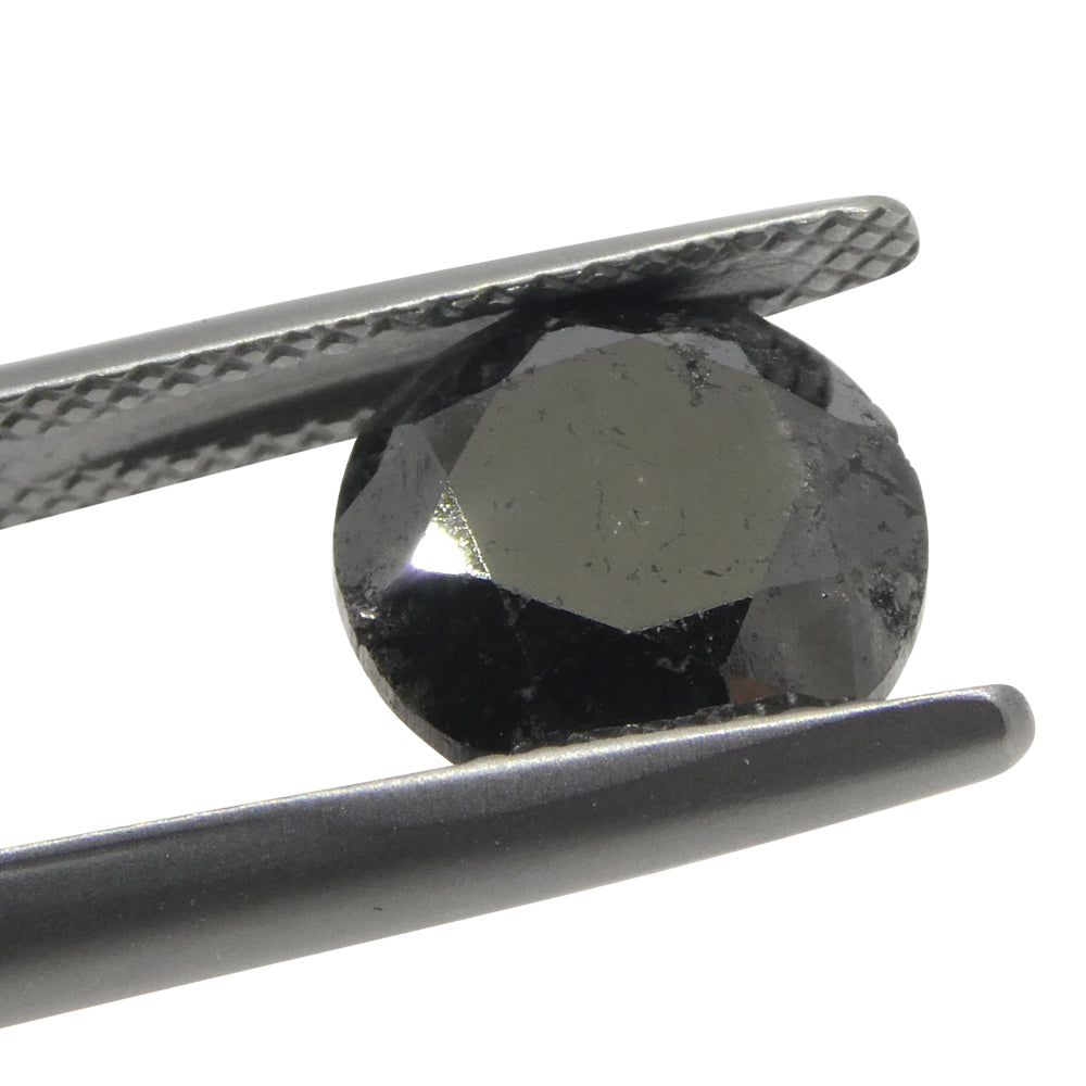 3.77ct Round Brilliant Black Diamond from SkyJems, premium Canadian fancy black diamond in classic round cut