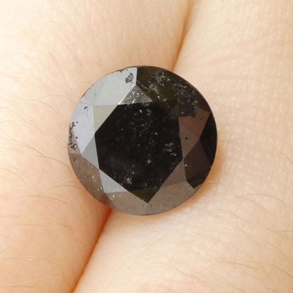 3.85ct Black Round Brilliant Diamond from SkyJems, premium Canadian fancy black single stone for fine jewelry