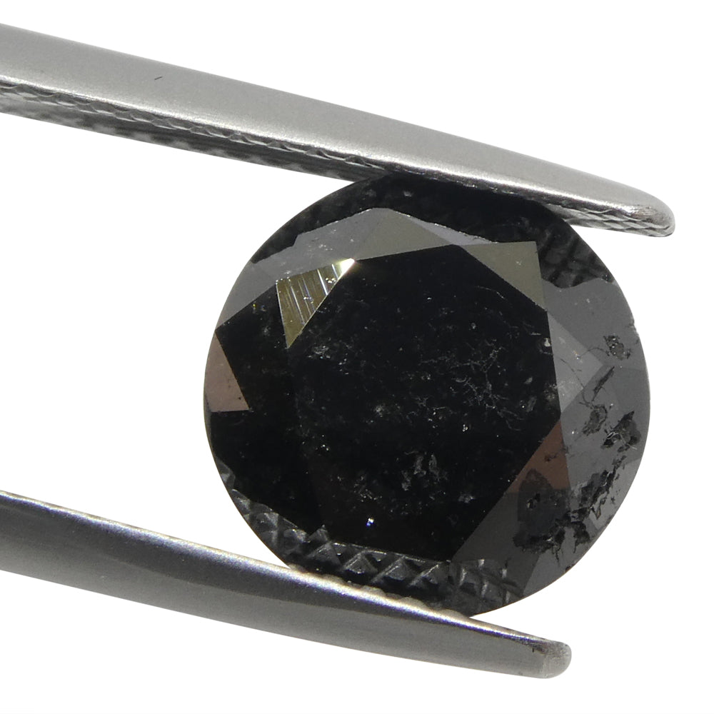 3.85ct Black Round Brilliant Diamond from SkyJems, premium Canadian fancy black single stone for fine jewelry