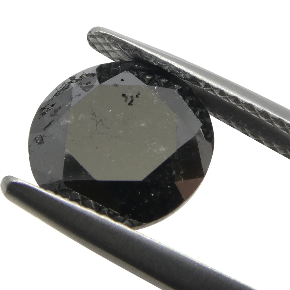 3.85ct Round Brilliant Black Diamond from SkyJems, premium Canadian fancy black single stone with exceptional cut and clarity