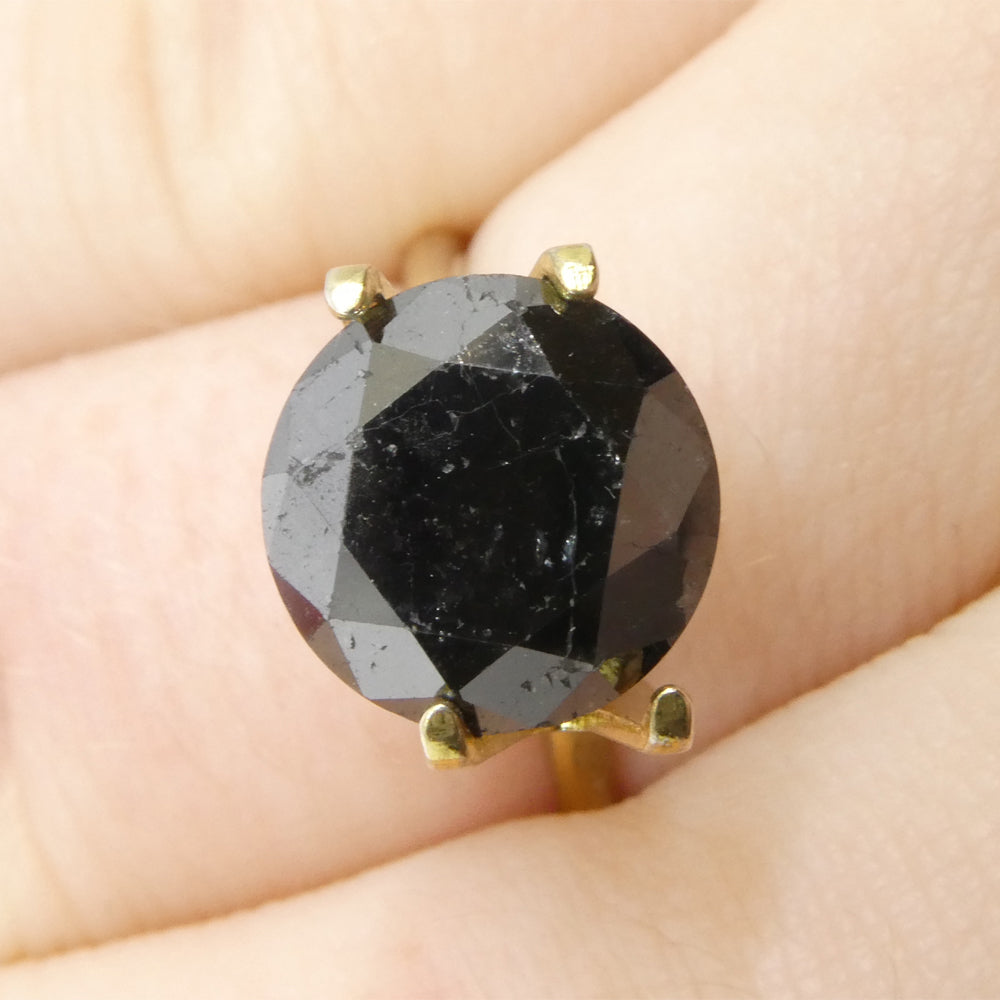 4.2ct Round Brilliant Black Diamond from SkyJems, premium Canadian fancy black diamond in classic round cut