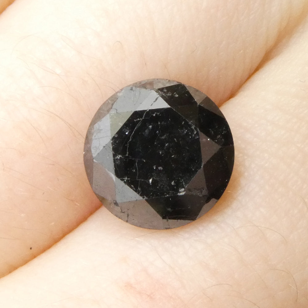 4.2ct Round Brilliant Black Diamond from SkyJems, premium Canadian fancy black diamond single stone, classic cut