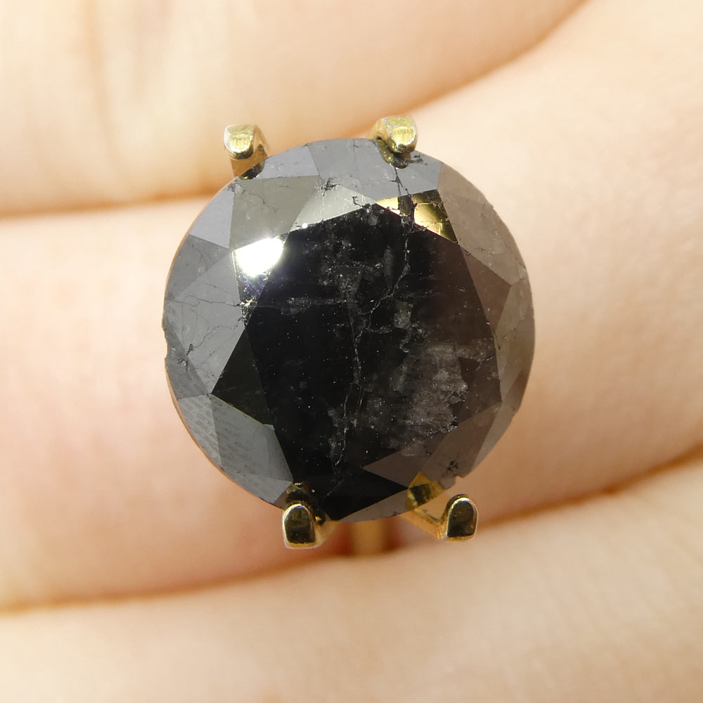 SkyJems 6.43ct Round Brilliant Black Diamond, premium Canadian fancy black diamond, elegant single stone gem