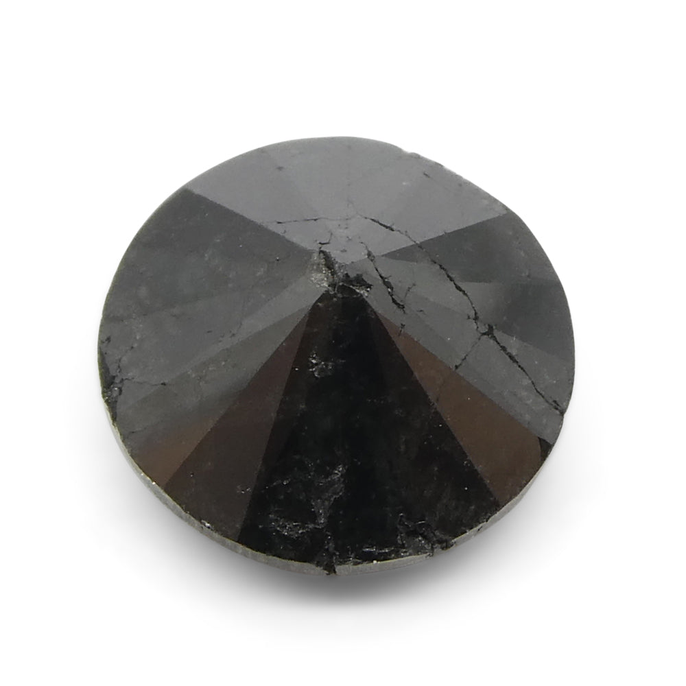 6.43 carat round brilliant black diamond from SkyJems, premium Canadian fancy colored gem with exceptional cut and deep noir 