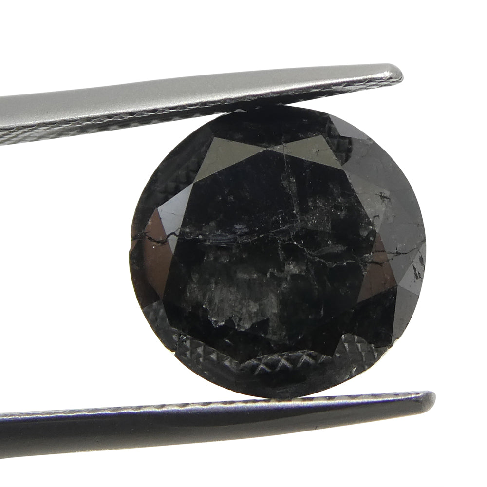 SkyJems 6.43ct Round Brilliant Black Diamond - premium Canadian fancy black diamond, classic round cut, collector's gem