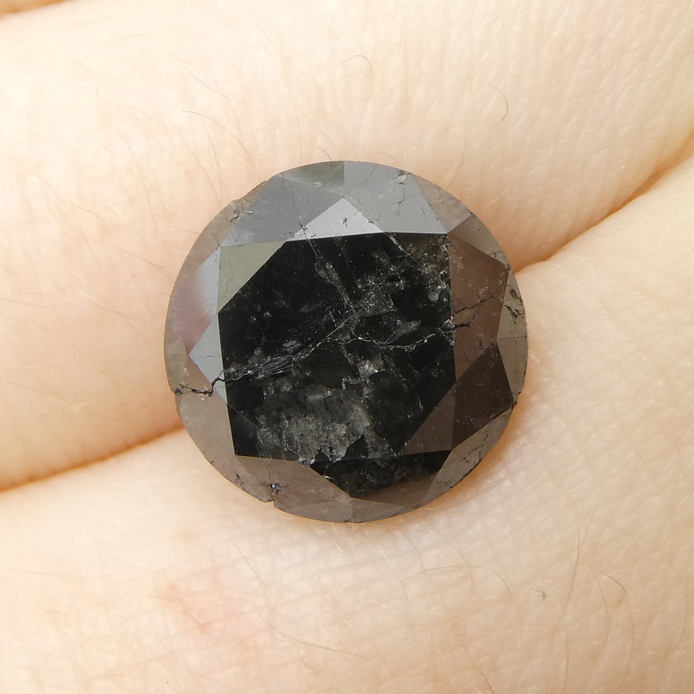 SkyJems 6.43ct Round Brilliant Black Diamond - premium Canadian fancy black diamond, classic round cut, collector's gem