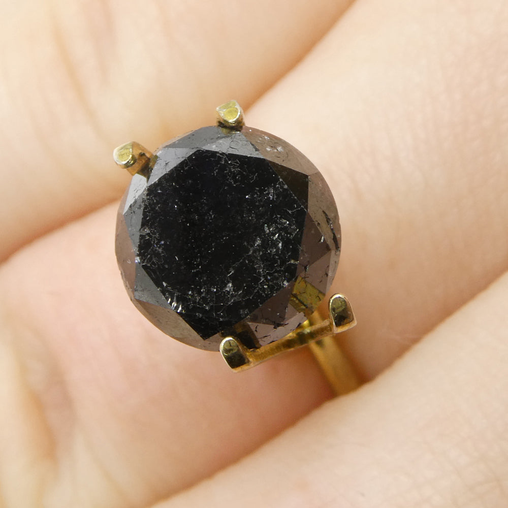 5.15ct Round Brilliant Black Diamond from SkyJems, premium Canadian fancy black diamond, single stone with exceptional cut an