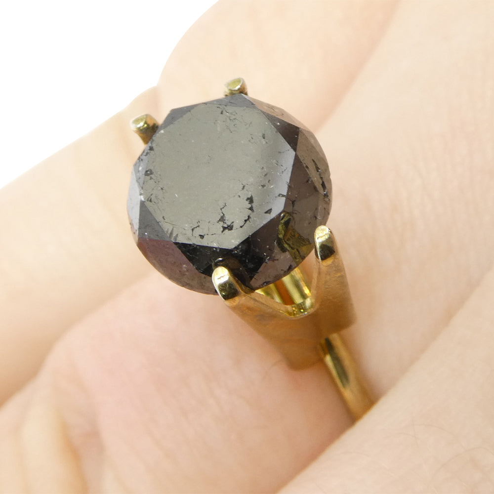 5.15ct Round Brilliant Black Diamond from SkyJems, premium Canadian fancy black diamond, rare collector's gemstone