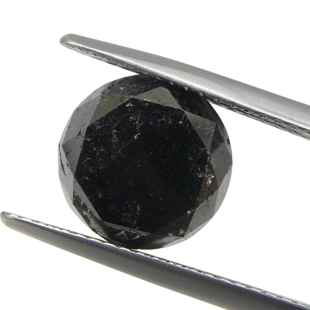 5.15ct Round Brilliant Black Diamond from SkyJems, premium Canadian fancy black diamond in classic round cut