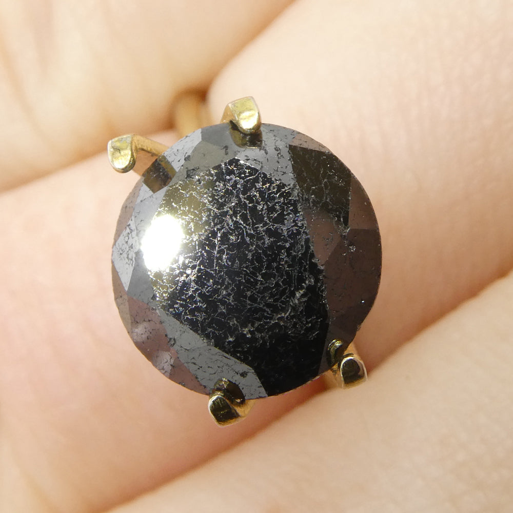 5.63ct Round Brilliant Black Diamond from SkyJems, premium Canadian fancy black diamond single stone with exceptional cut