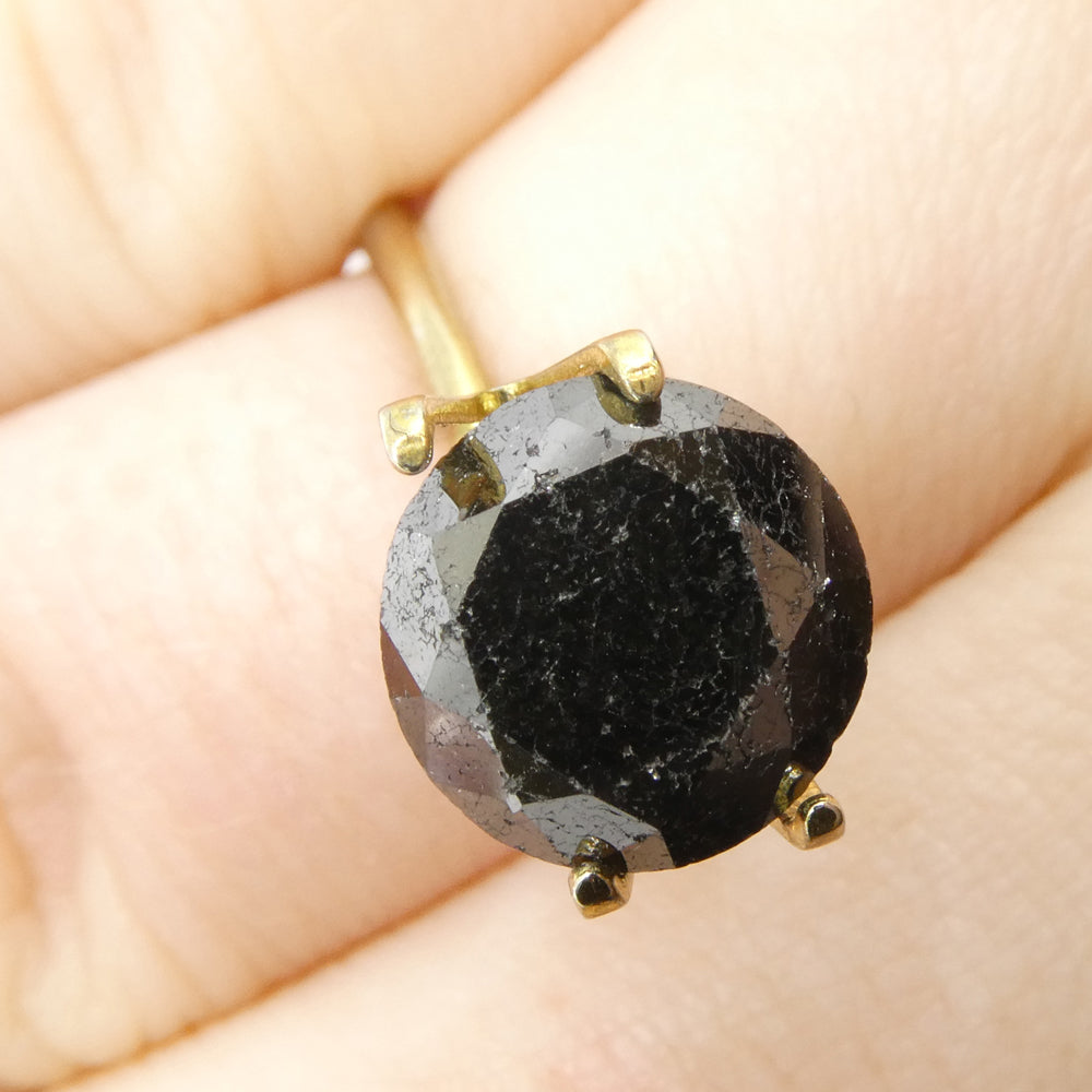 5.63ct Round Brilliant Black Diamond from SkyJems, premium Canadian fancy black diamond single stone in classic round cut