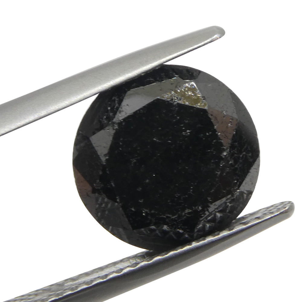 5.63ct Round Brilliant Black Diamond from SkyJems, premium Canadian fancy black diamond single stone in classic round cut