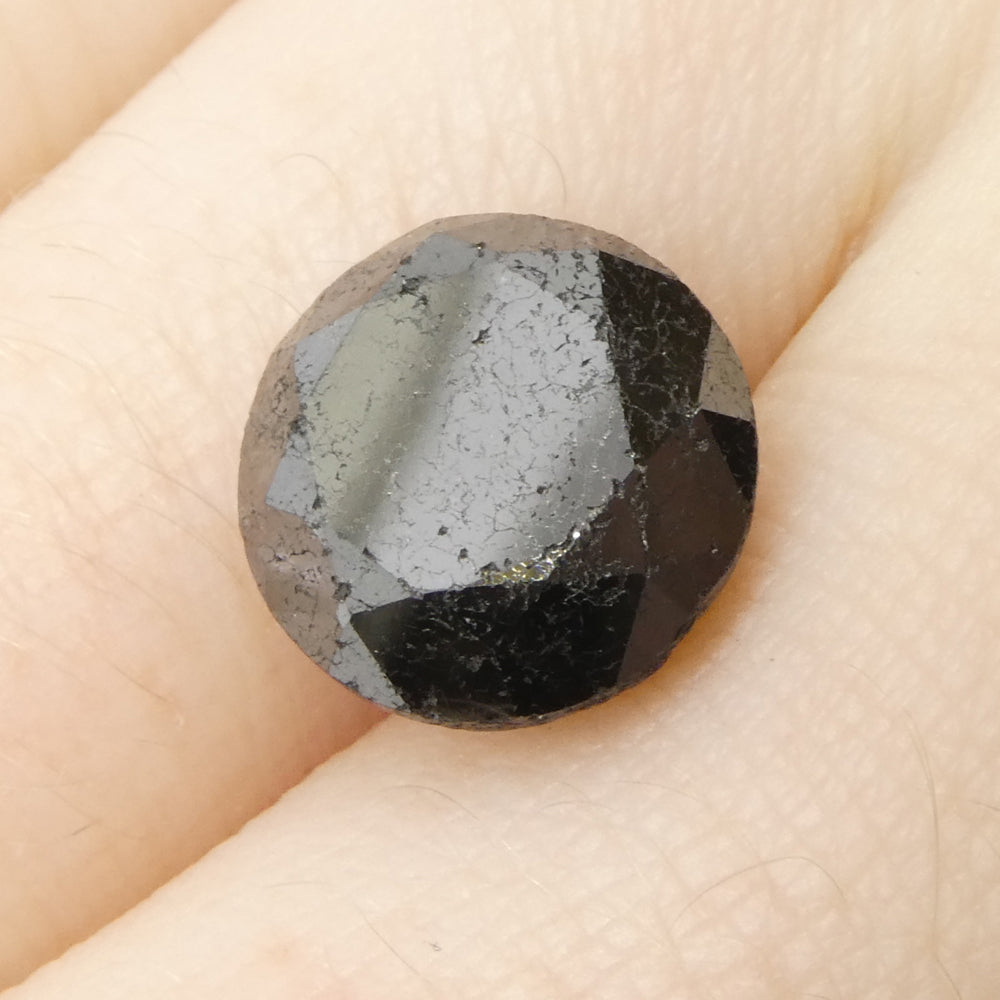 5.63ct Round Brilliant Black Diamond from SkyJems, premium Canadian fancy black diamond single stone, classic gem cut