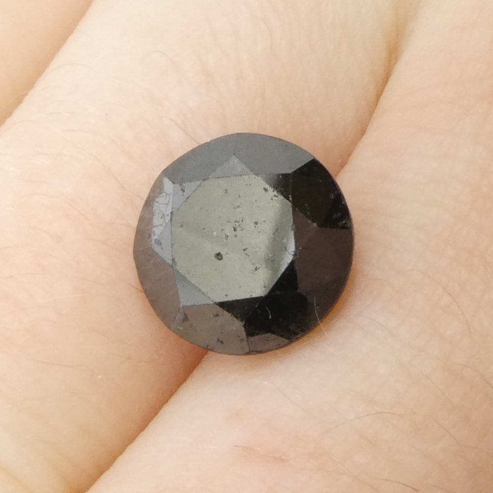 4.21ct Round Brilliant Black Diamond from SkyJems, premium Canadian fancy black diamond single stone, classic gem design