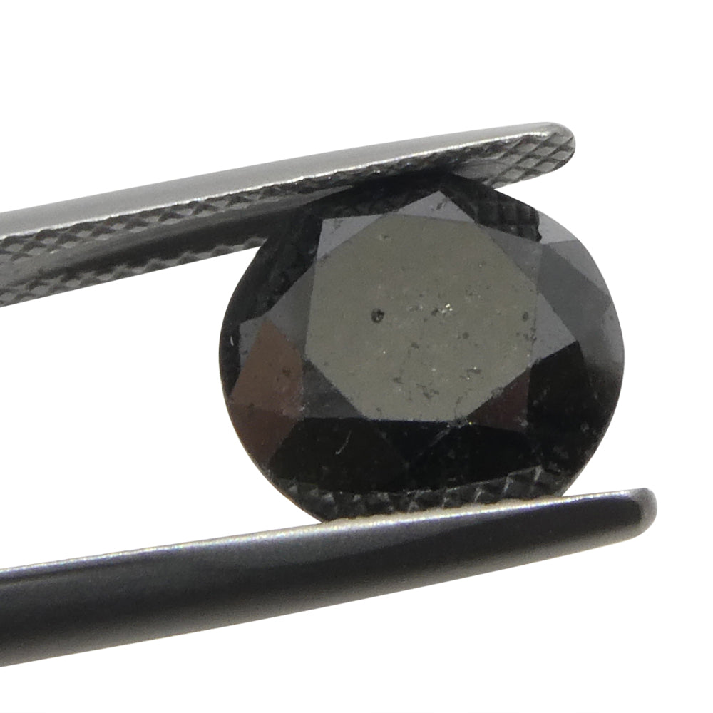 4.21ct Round Brilliant Cut Black Diamond - Skyjems Wholesale Gemstones