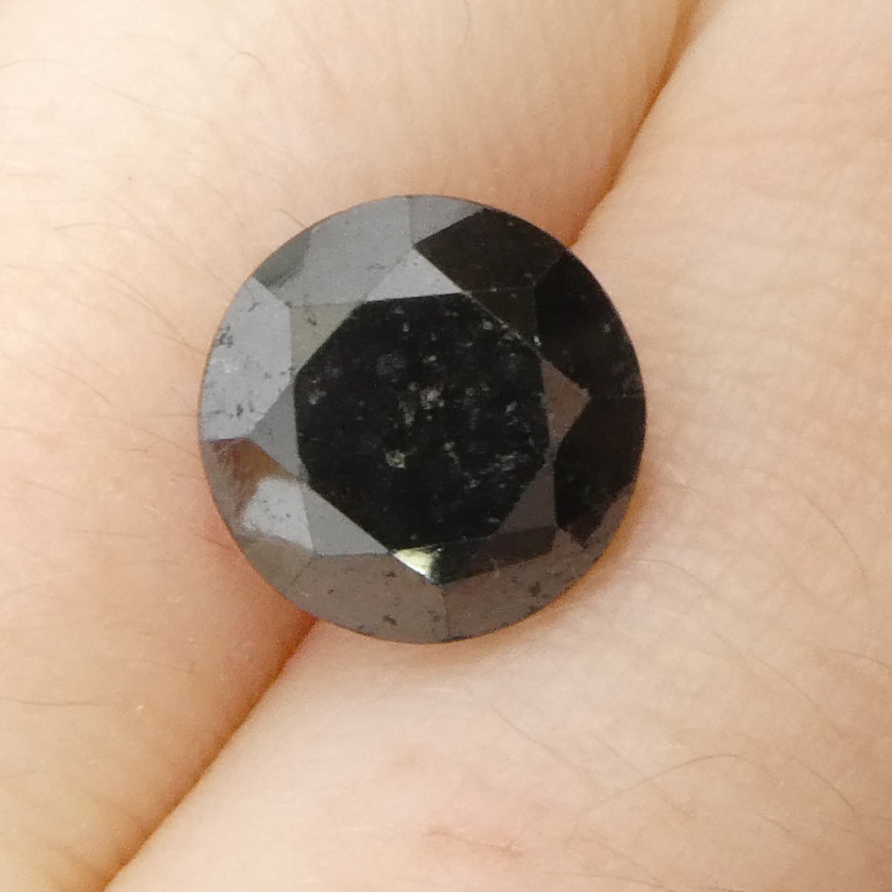 4.21ct Round Brilliant Cut Black Diamond - Skyjems Wholesale Gemstones