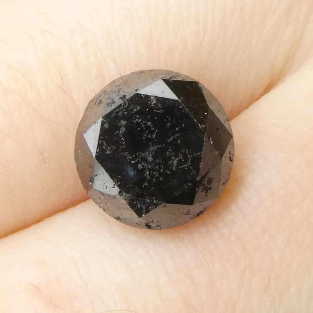 5.1 carat round brilliant black diamond, rare Canadian fancy gem from SkyJems premium loose stone collection
