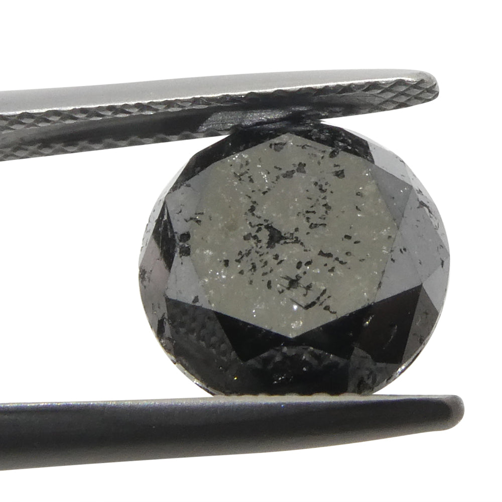 5.1 carat round brilliant black diamond from SkyJems, premium Canadian fancy colored gemstone with exceptional cut and deep n