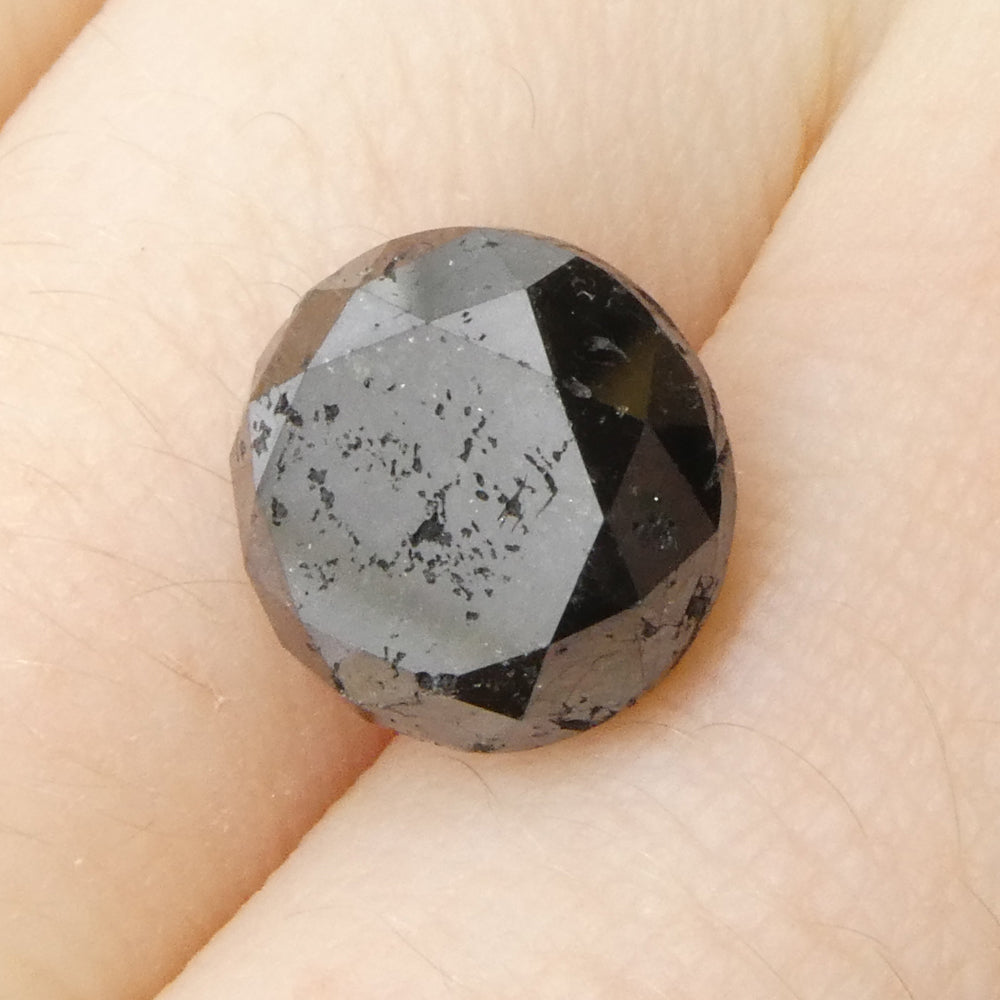 5.1 carat round brilliant black diamond from SkyJems, premium Canadian fancy colored gemstone with exceptional cut and deep n