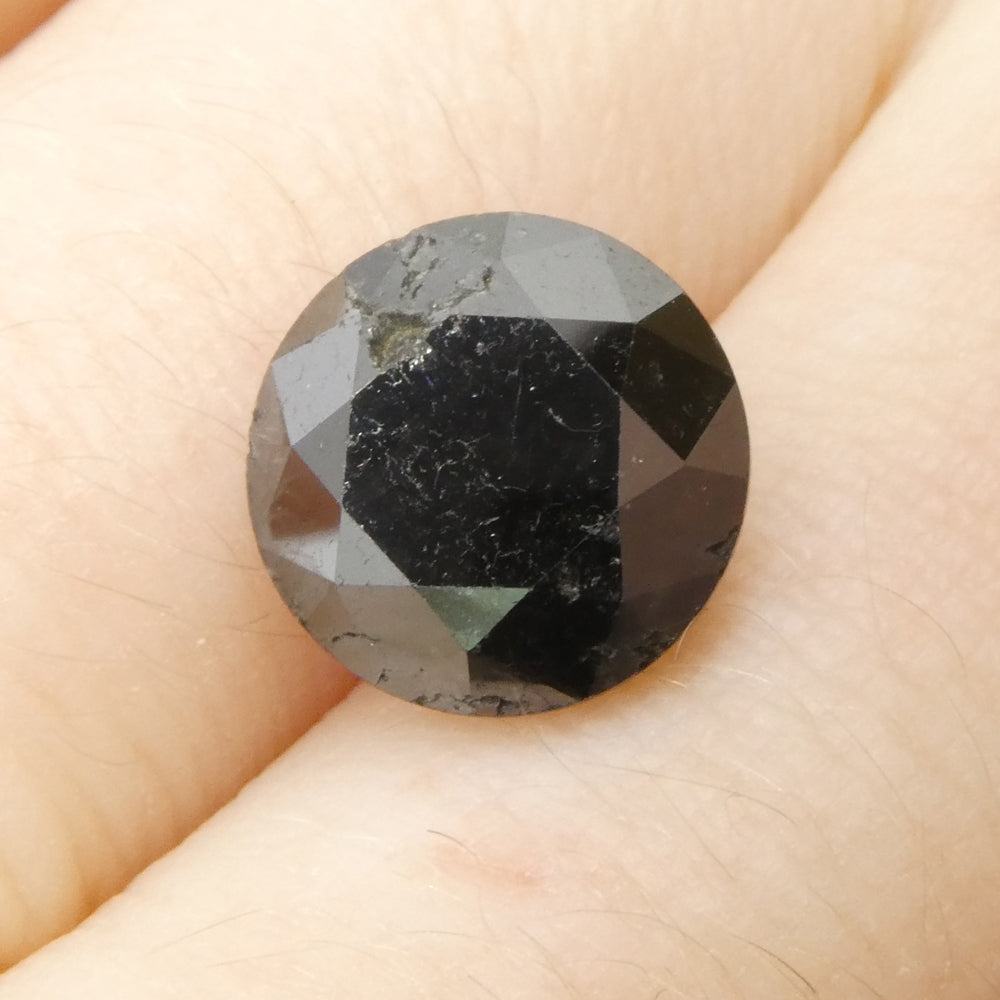 4.37ct Round Brilliant Cut Black Diamond - Skyjems Wholesale Gemstones