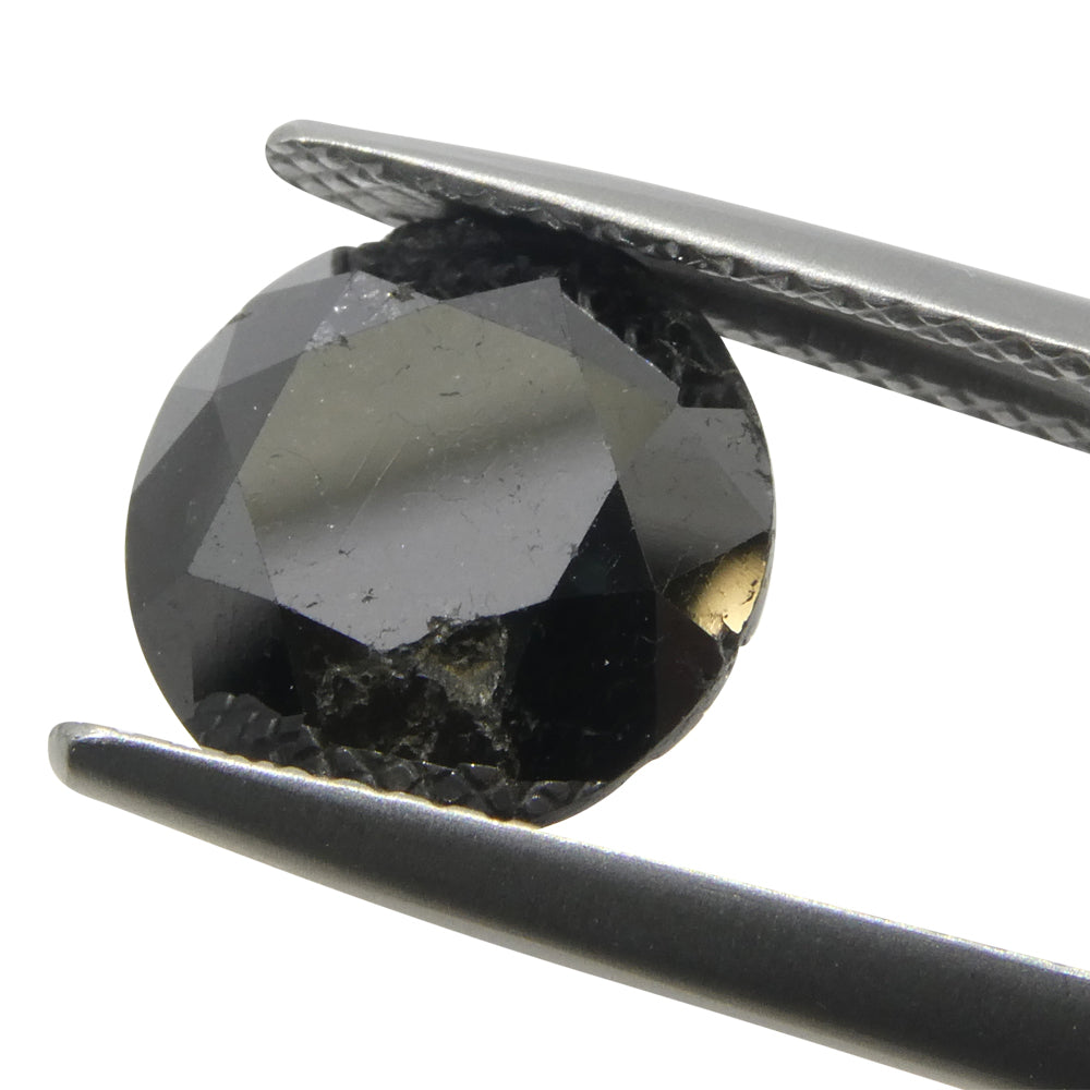 4.37ct Round Brilliant Cut Black Diamond - Skyjems Wholesale Gemstones